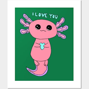 Pink Axolotl Posters and Art